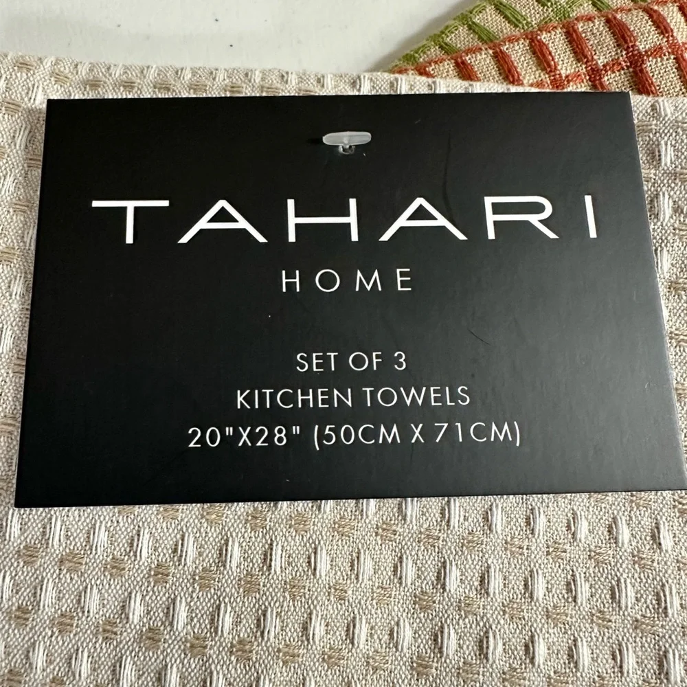 NEW Tahari Home FOX & MUSHROOM Fall Themed Textured Kitchen Towels Set/3